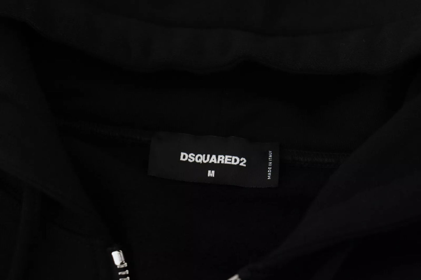 Dsquared² Black Hooded Full Zip Printed Sleeves Sweater