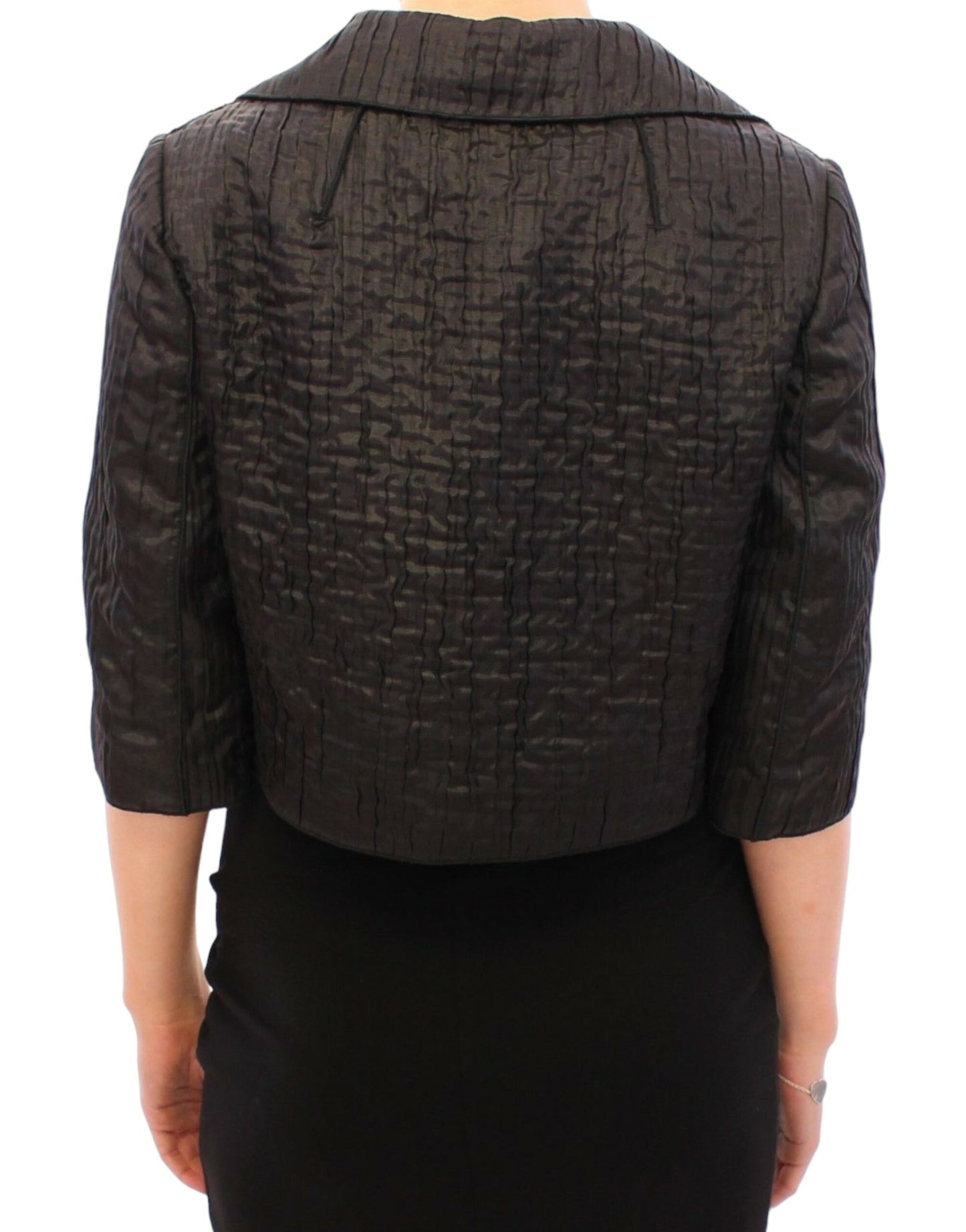 Dolce &amp; Gabbana Schwarzer kurzer Bolero-Shrug-Jackenmantel