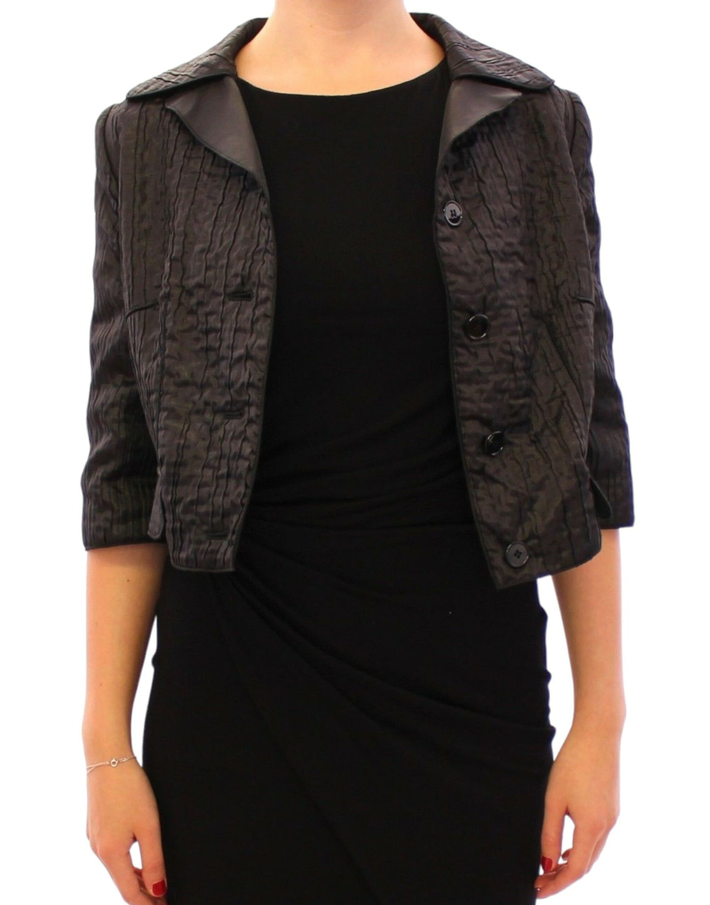 Dolce &amp; Gabbana Schwarzer kurzer Bolero-Shrug-Jackenmantel