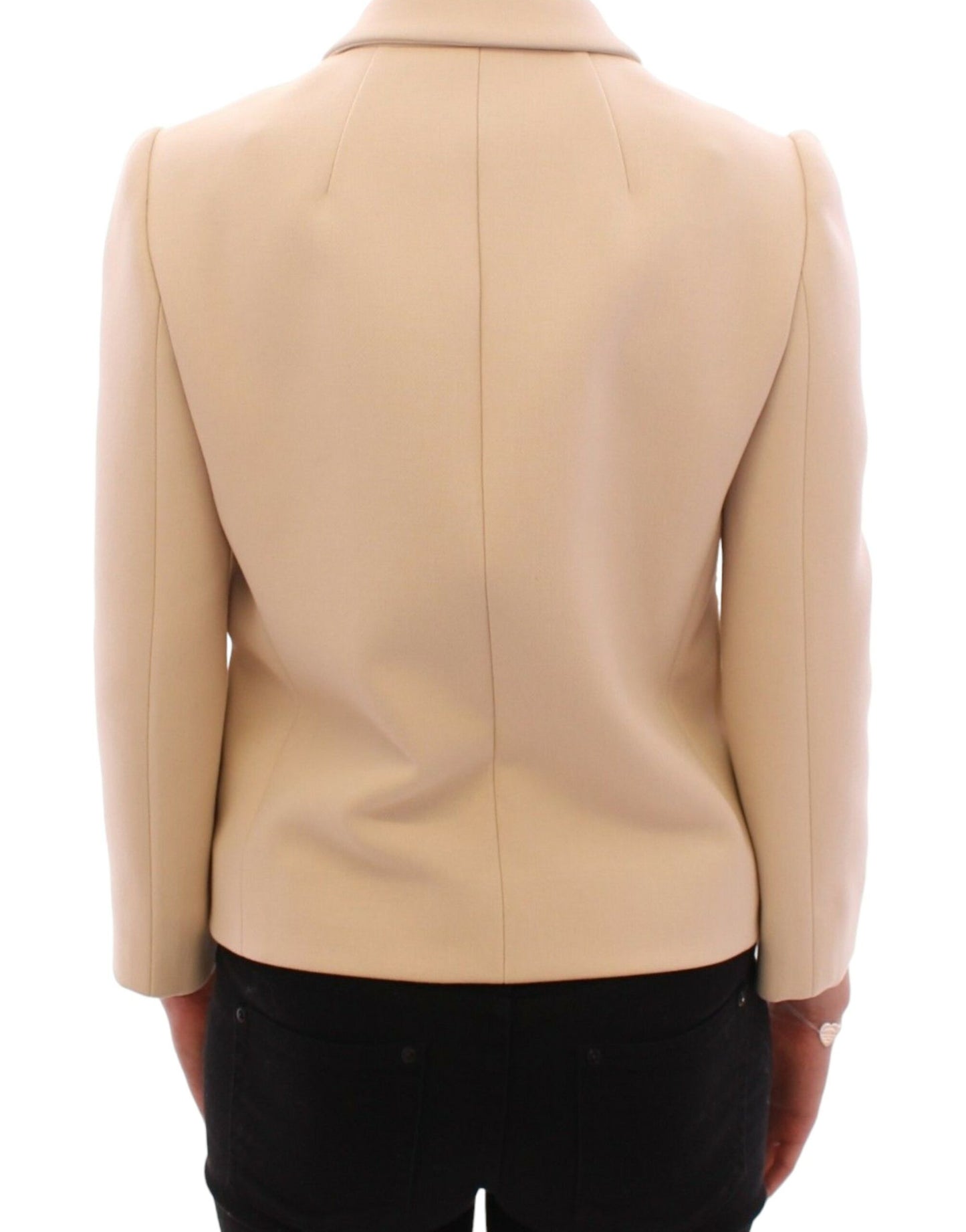 Dolce &amp; Gabbana Beige Wolle-Perlenknopf-Jacken-Blazer-Mantel