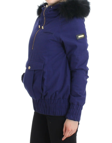 GF Ferre Blaue wattierte Jacke mit Kapuze, kurz, K-Way