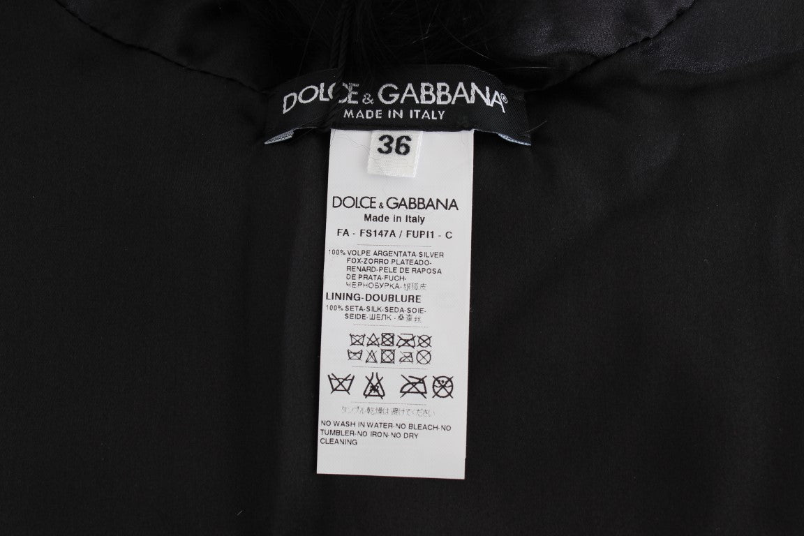 Dolce &amp; Gabbana Schal mit schwarzem Fuchspelzkragen