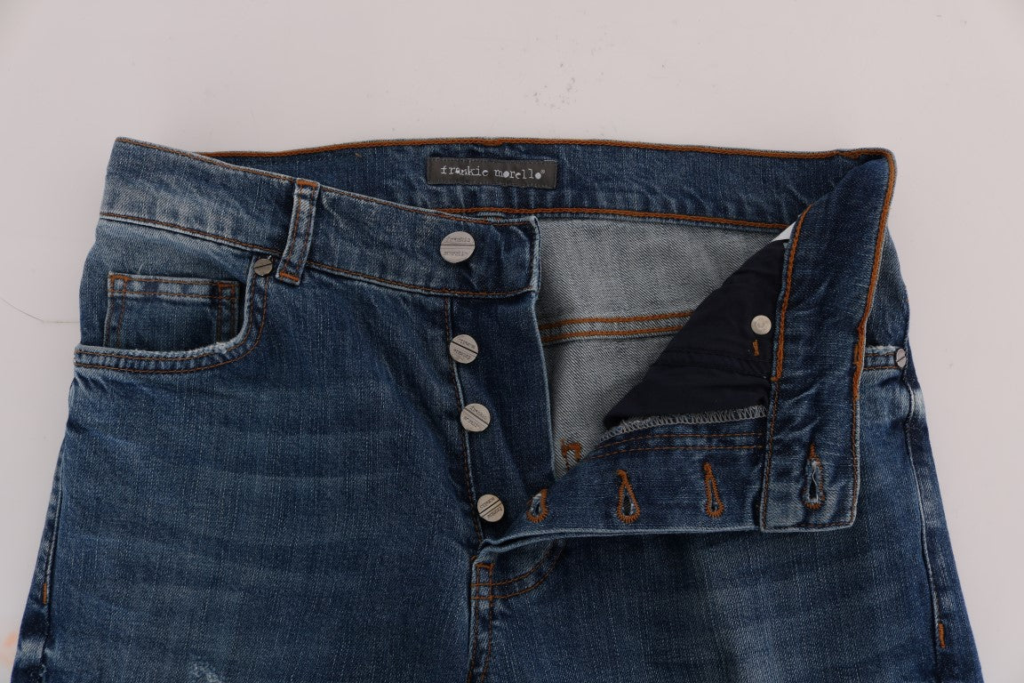 Zerrissene Dunfermile-Slim-Fit-Jeans von Frankie Morello in blauer Waschung