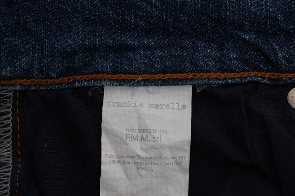 Zerrissene Dunfermile-Slim-Fit-Jeans von Frankie Morello in blauer Waschung