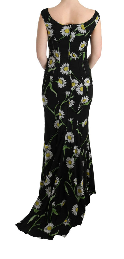 Dolce &amp; Gabbana Sonnenblumen-Etuikleid aus Stretch-Seide