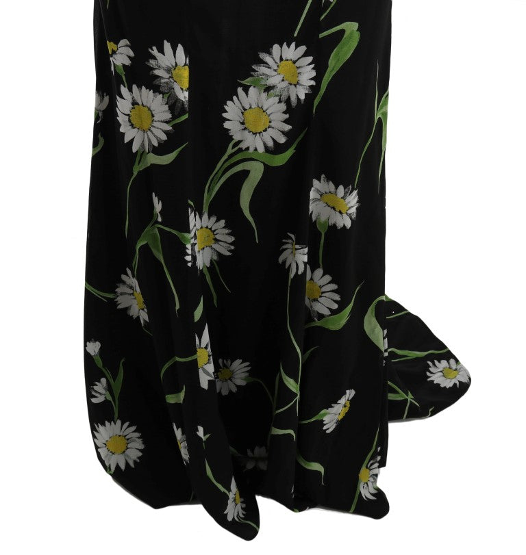 Dolce &amp; Gabbana Sonnenblumen-Etuikleid aus Stretch-Seide