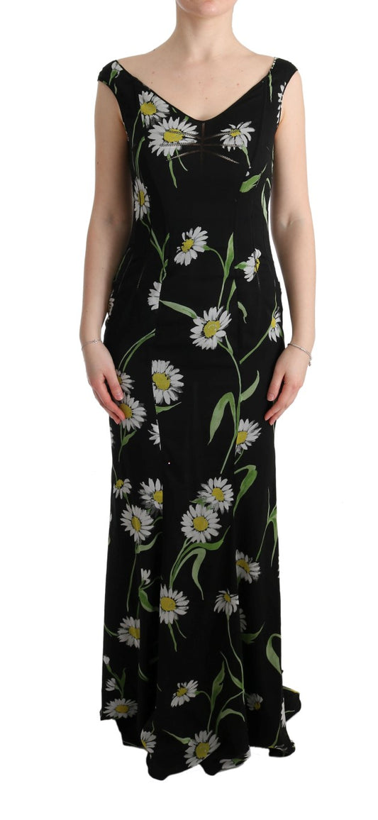 Dolce &amp; Gabbana Sonnenblumen-Etuikleid aus Stretch-Seide