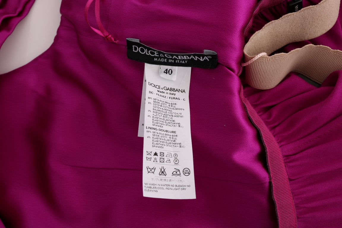 Dolce &amp; Gabbana Rosa Seiden-Stretch-Langkleid