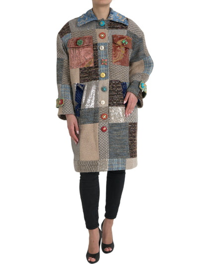 Dolce & Gabbana Multicolor Patchwork Trench Coat Jacket