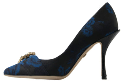 Dolce &amp; Gabbana blaue Ayers-Kristall-Pumps mit Blumenmuster