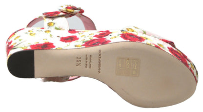 Dolce &amp; Gabbana Mehrfarbige Blumendruck-Wedges Sandalen mit Blumen-Knöchelriemen