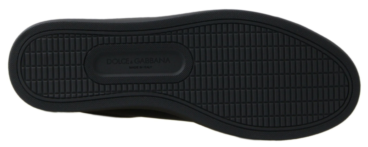 Dolce &amp; Gabbana Schwarz-goldene Leder-Klassiker-Sneakers