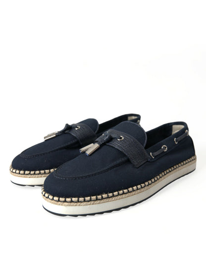 Dolce & Gabbana Elegant Navy Blue Fabric Loafers