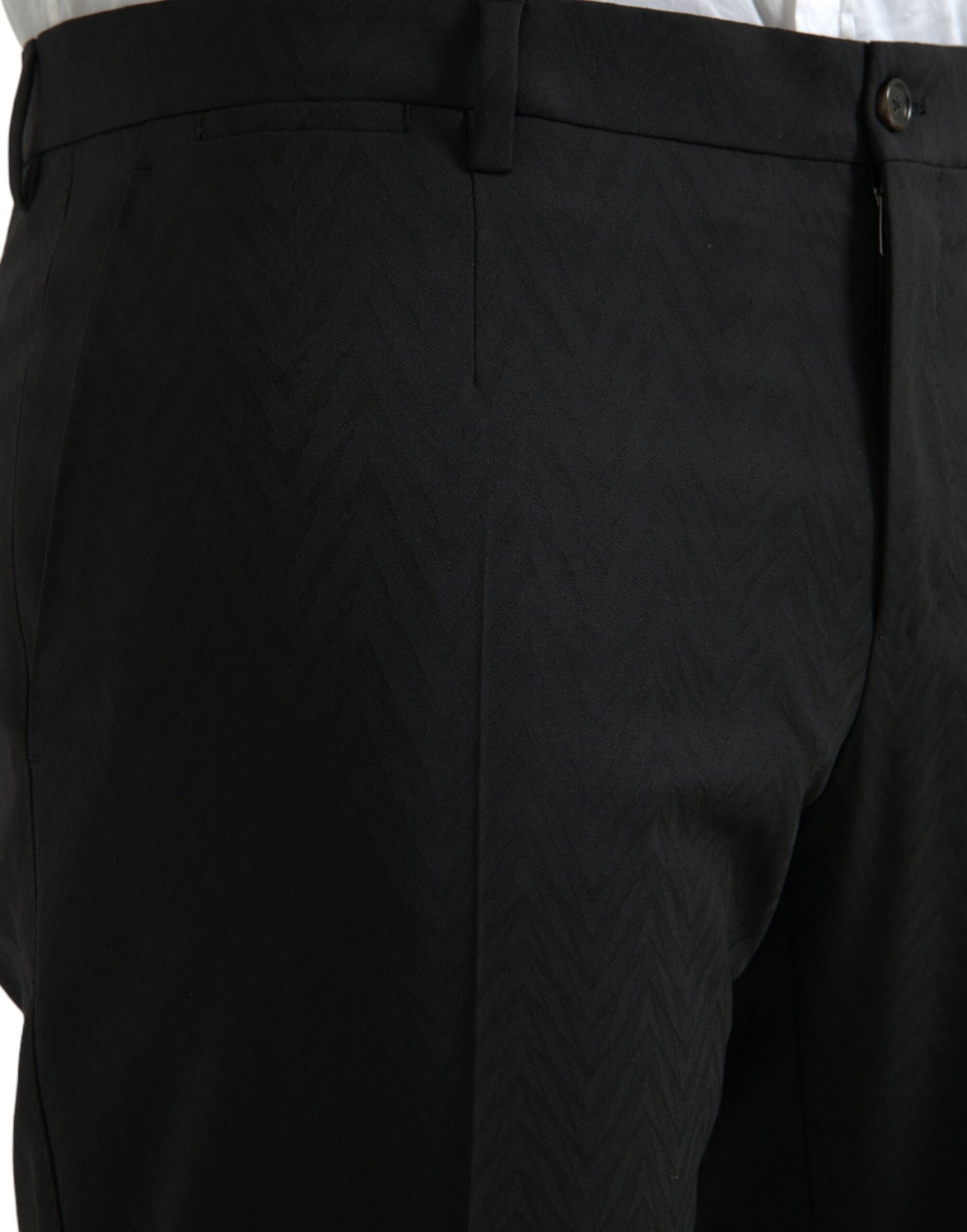 Dolce & Gabbana Black Wool Men Skinny Dress Pants