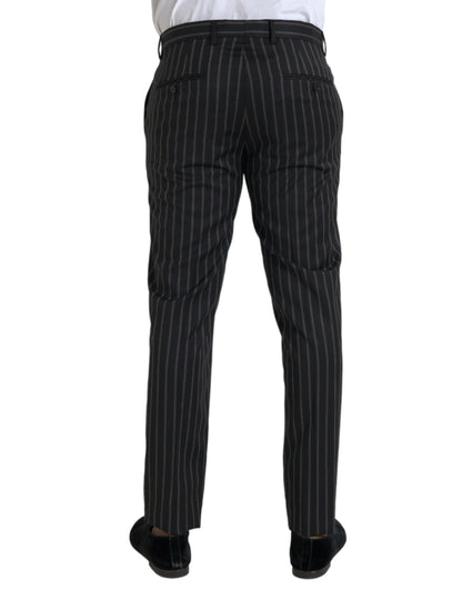 Dolce & Gabbana Black Striped Wool Skinny Dress Pants