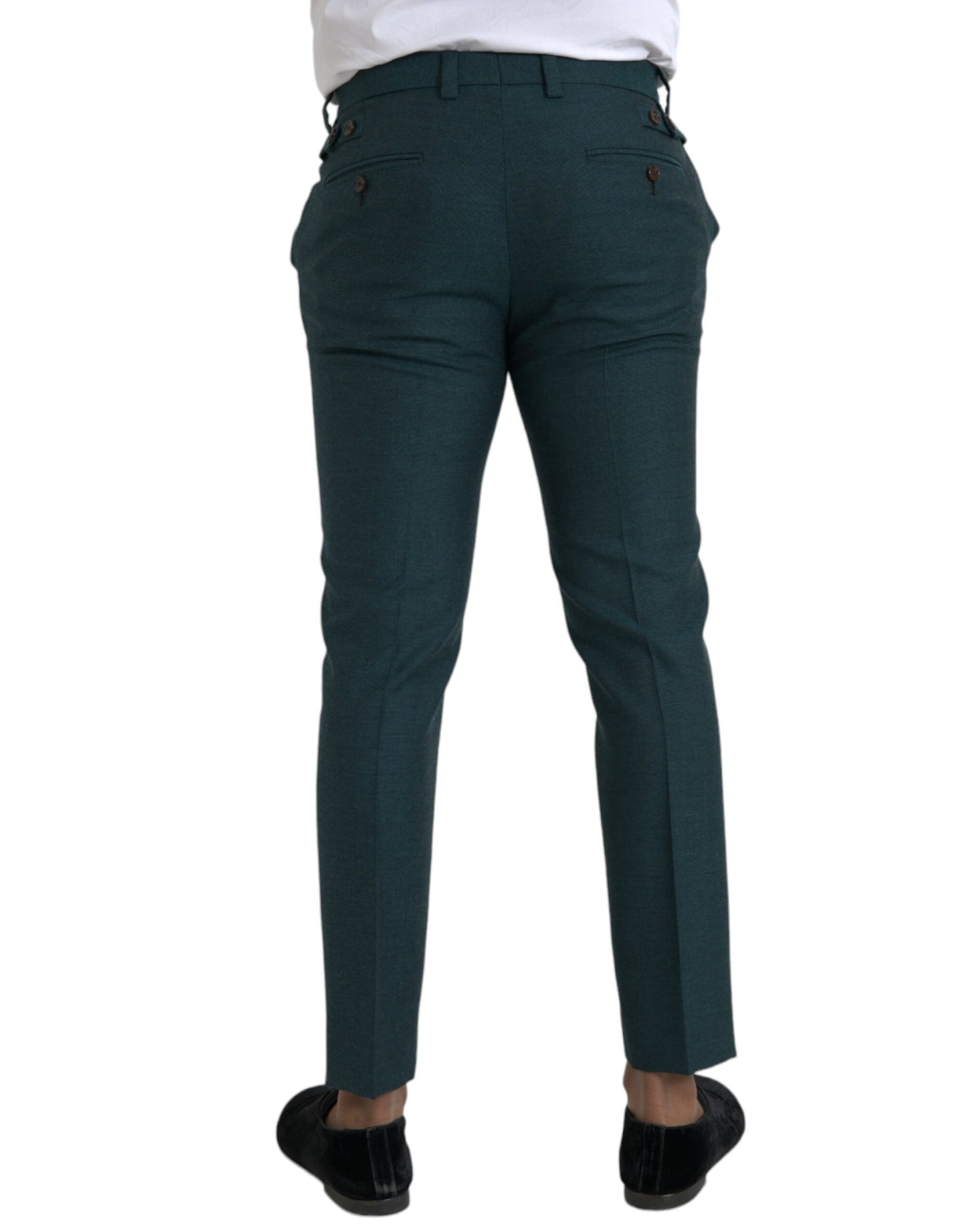 Dolce & Gabbana Green Wool Skinny Slim Dress Pants