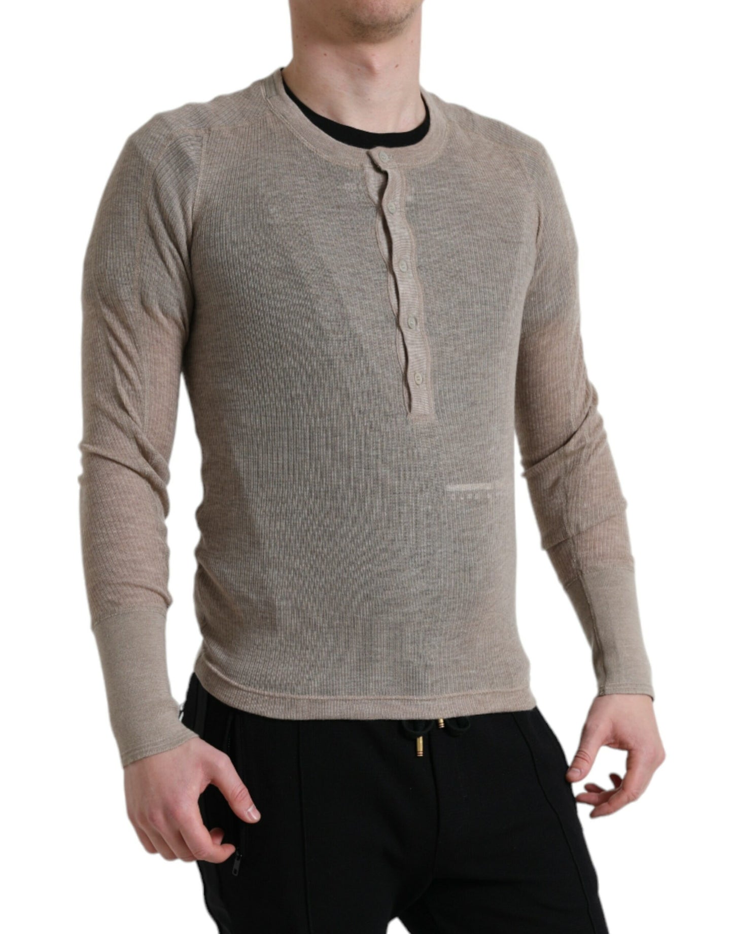 Dolce &amp; Gabbana Henley Pullover Beige Kaschmirpullover