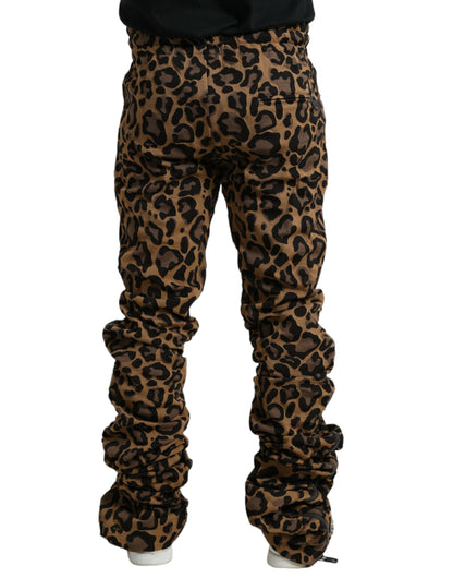 Dolce &amp; Gabbana Braune Jogginghose aus Jacquard mit Leopardenmuster