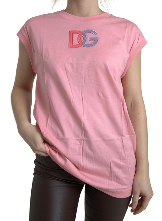 Dolce & Gabbana Elegant Pink Cotton Crew Neck Tank Top