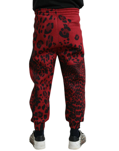 Dolce &amp; Gabbana Stretch-Jogginghose mit Leopardenmuster in Rot und Schwarz