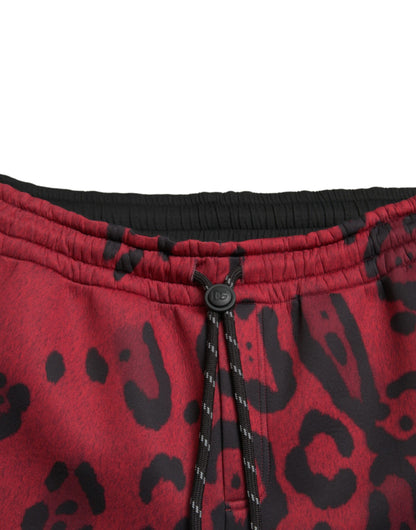 Dolce &amp; Gabbana Stretch-Jogginghose mit Leopardenmuster in Rot und Schwarz