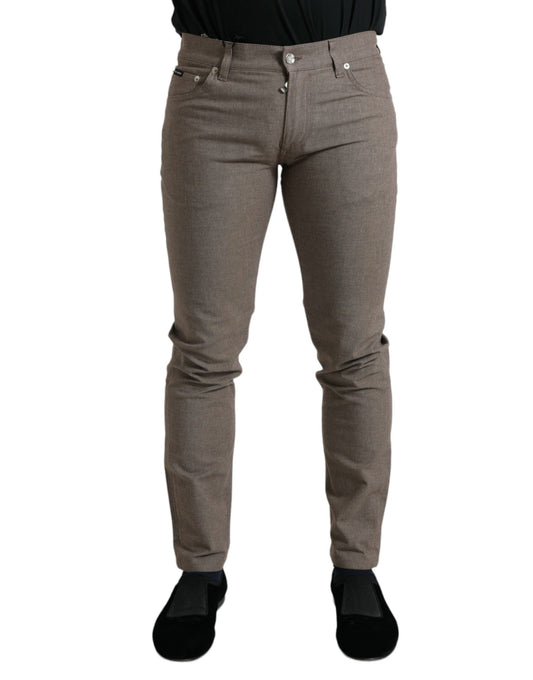 Dolce &amp; Gabbana Braune Baumwoll-Stretch-Skinny-Herrenhose