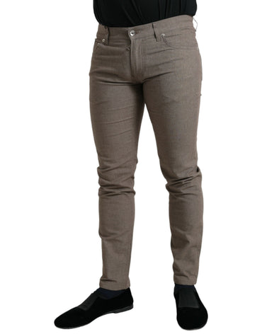 Dolce &amp; Gabbana Braune Baumwoll-Stretch-Skinny-Herrenhose