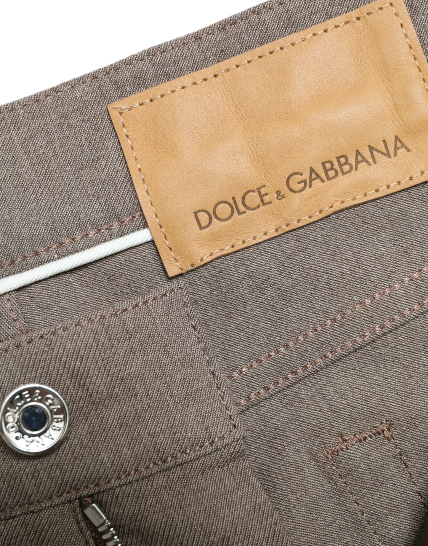 Dolce &amp; Gabbana Braune Baumwoll-Stretch-Skinny-Herrenhose