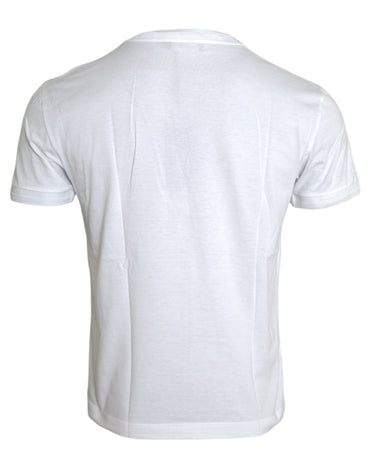 Dolce & Gabbana White Logo Patch Cotton Crew Neck T-shirt