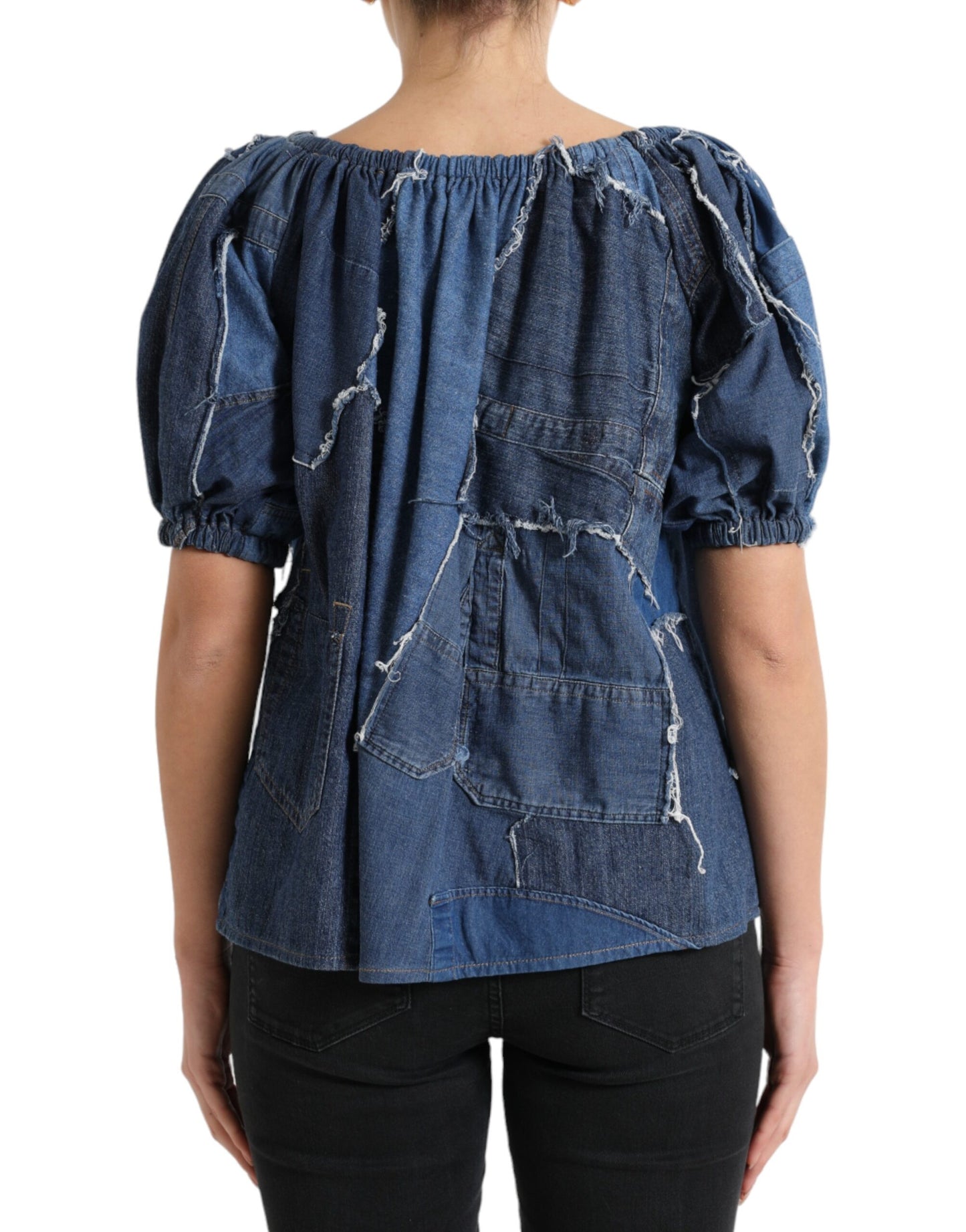 Dolce & Gabbana Elegant Cotton Denim Blouse Top