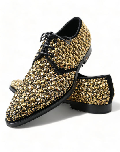 Dolce &amp; Gabbana Derby-Schuhe mit Verzierung in Schwarz und Gold