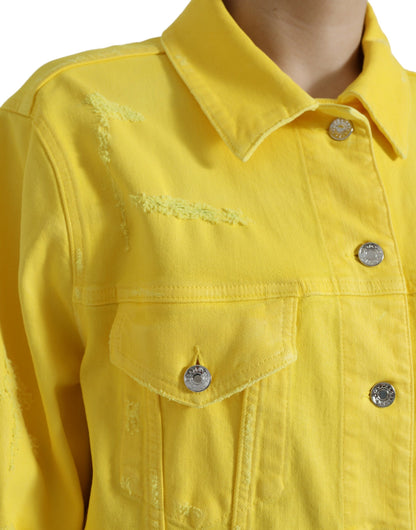 Dolce & Gabbana Chic Yellow Denim Button-Down Jacket