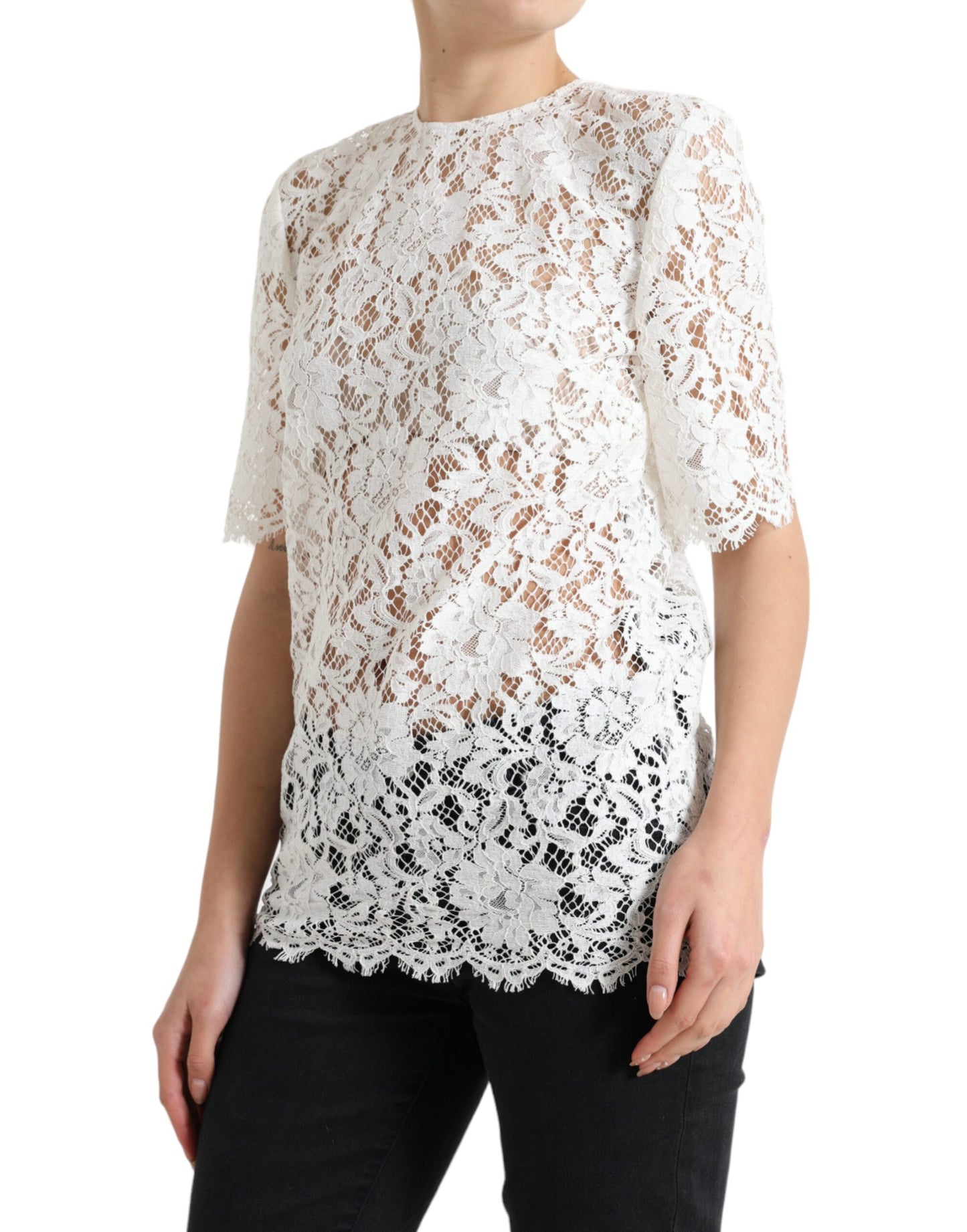 Dolce & Gabbana Elegant White Lace Blouse