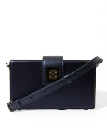 Dolce & Gabbana Elegant Dark Blue Lambskin Leather Box Bag