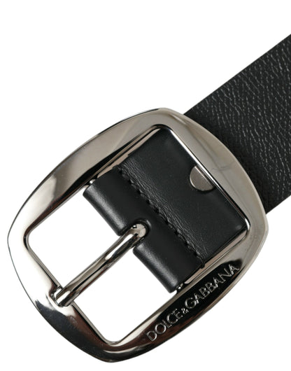 Dolce & Gabbana Elegant Black Leather Belt with Metal Buckle