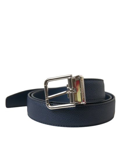 Dolce & Gabbana Elegant Navy Blue Leather Belt