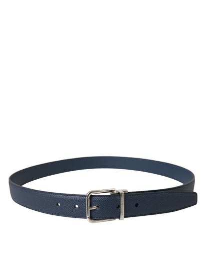 Dolce & Gabbana Elegant Navy Blue Leather Belt