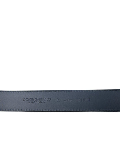 Dolce & Gabbana Elegant Navy Blue Leather Belt