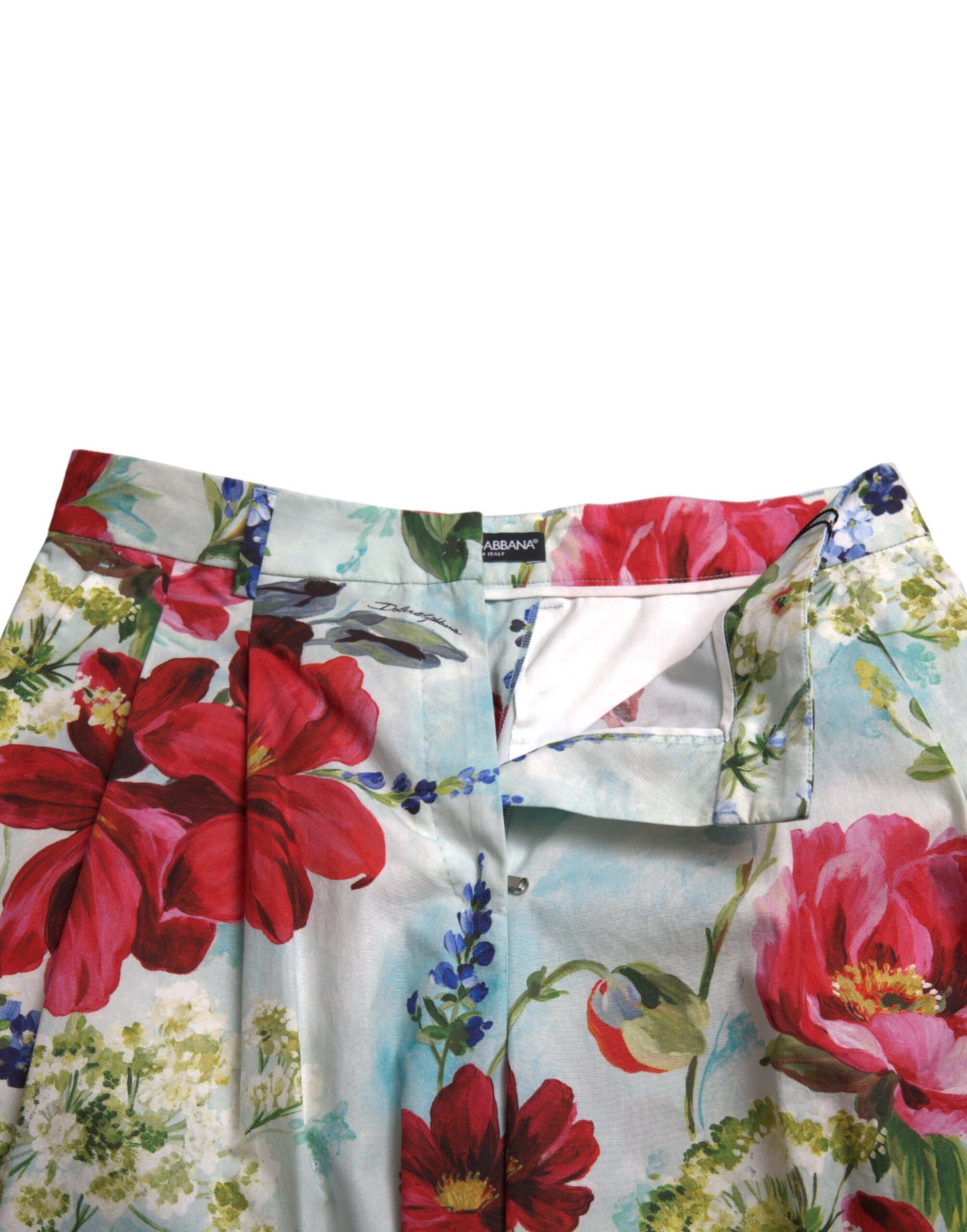 Mehrfarbige, florale Hose mit hoher Taille und weitem Bein von Dolce &amp; Gabbana