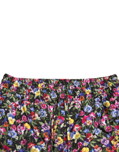 Mehrfarbige Hotpants-Shorts mit hohem Bund und Blumenmuster von Dolce &amp; Gabbana