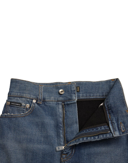 Dolce &amp; Gabbana Hübsche Denim-Hose aus schwarzblauer Baumwolle mit hoher Taille