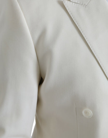 Dolce & Gabbana White Wool MARTINI Double Breasted Blazer