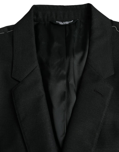 Dolce & Gabbana Black Wool Notch SingleBreasted Coat Blazer