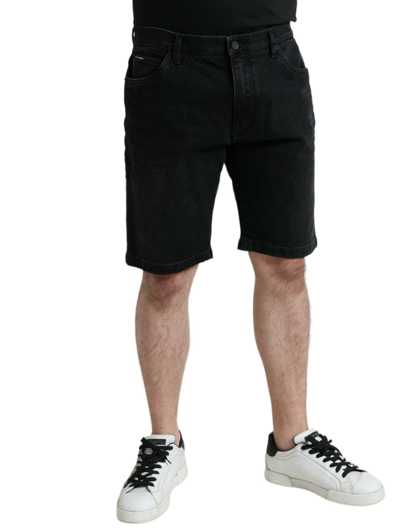 Schwarze Bermuda-Jeansshorts aus Stretch-Baumwolle von Dolce &amp; Gabbana