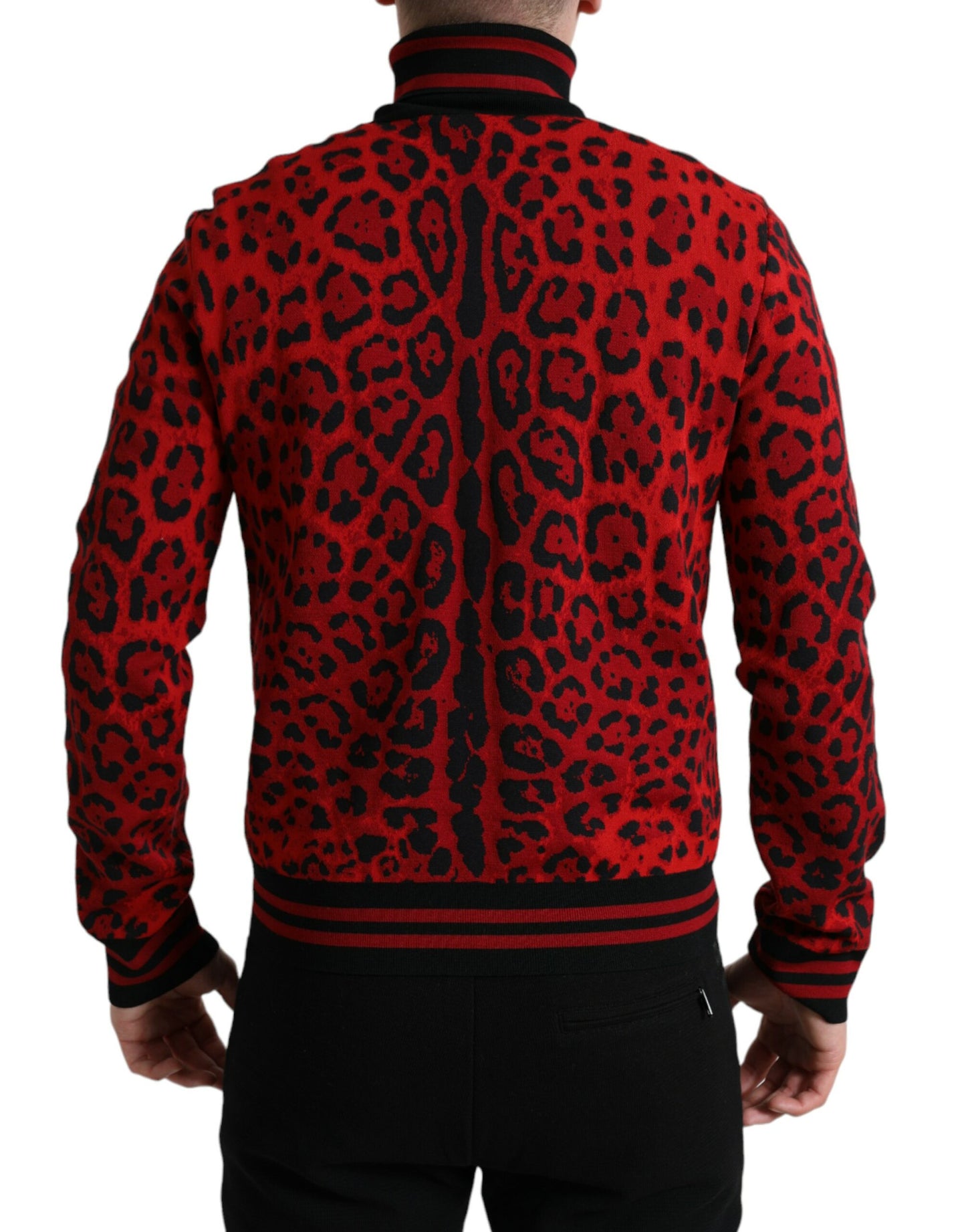 Dolce &amp; Gabbana Rollkragenpullover mit rotem Leopardenmuster