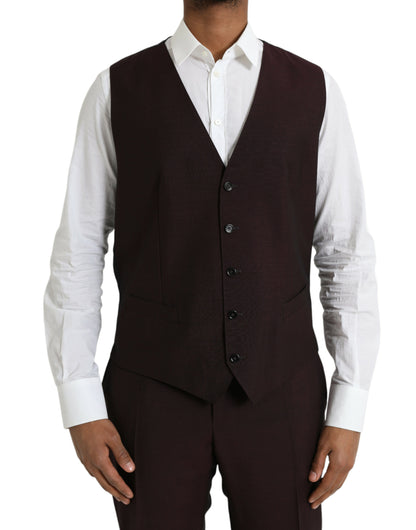 Dolce & Gabbana Maroon Wool MARTINI Formal 3 Piece Suit