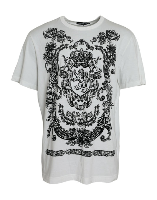 Dolce & Gabbana White Lion Crown Logo Cotton Crewneck T-shirt