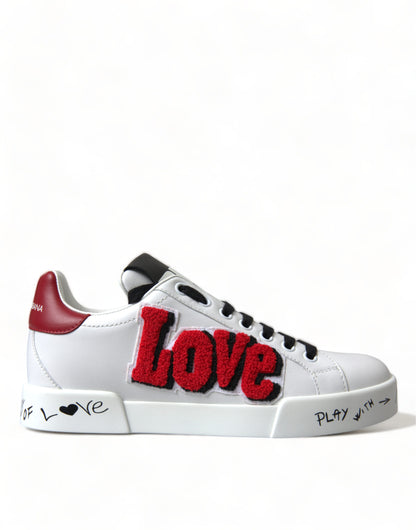 Dolce &amp; Gabbana White Love Patch Portofino Classic Sneakers Schuhe