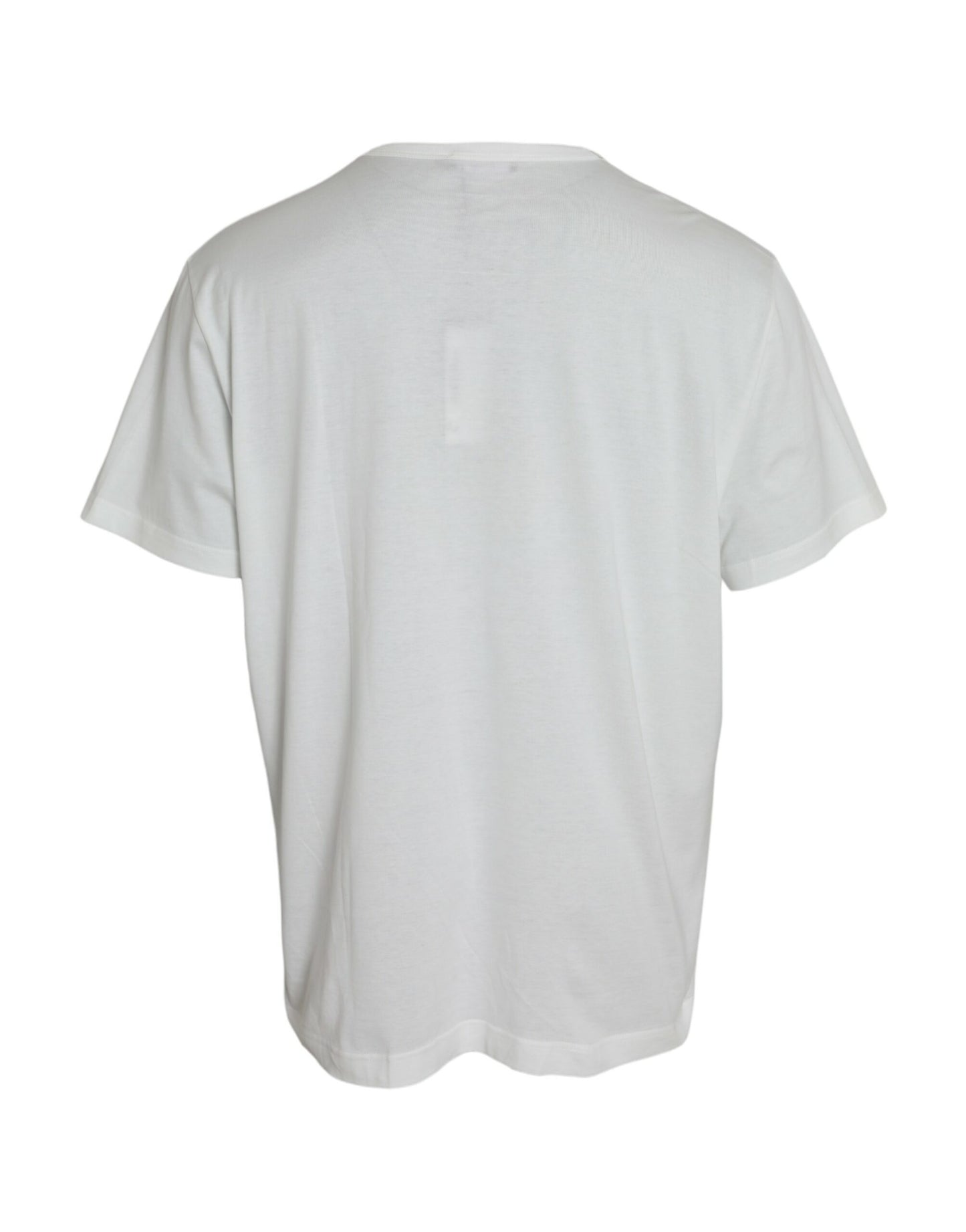 Dolce & Gabbana White Logo Embossed Cotton Crewneck T-shirt