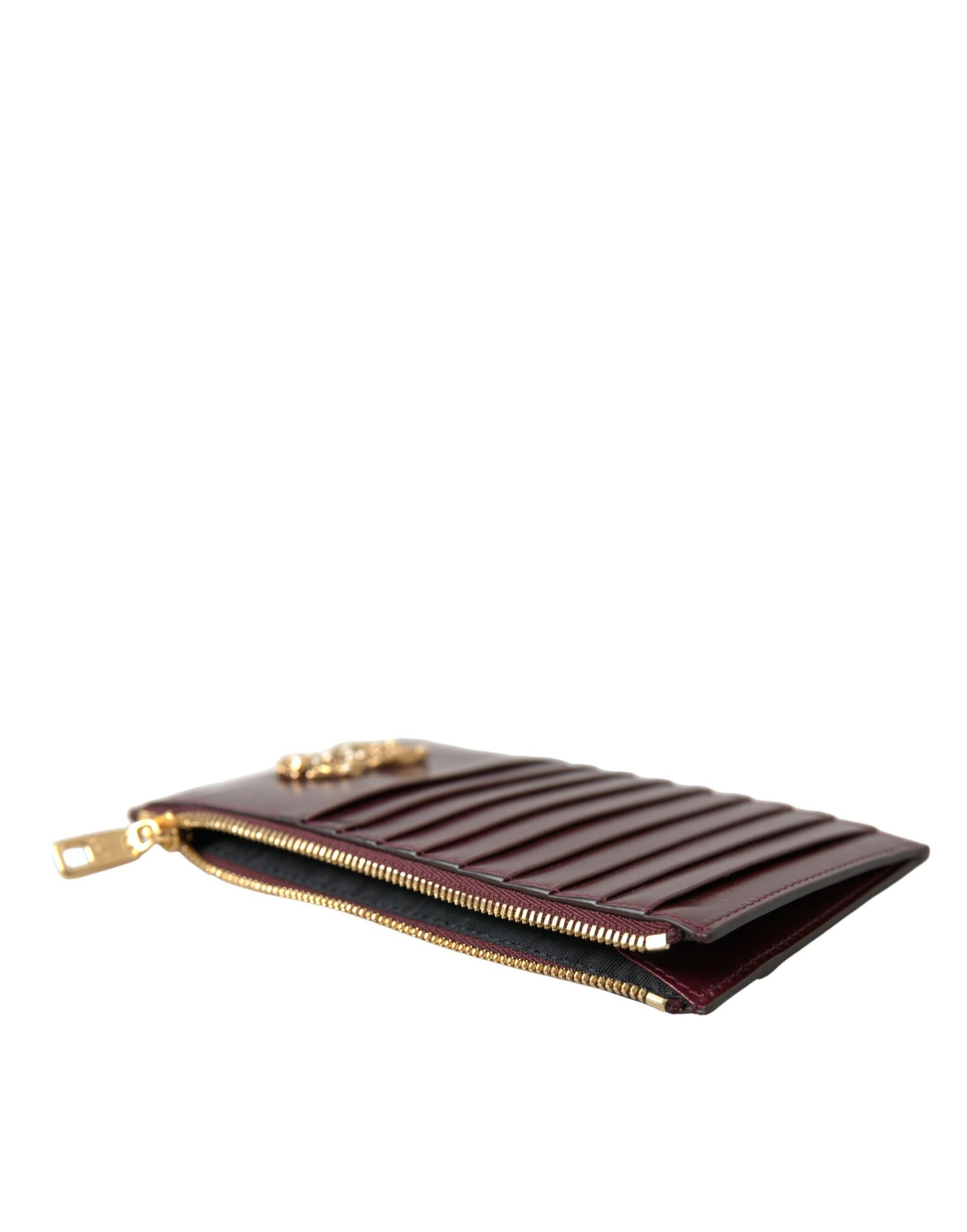 Dolce & Gabbana Maroon Leather Card Holder Wallet